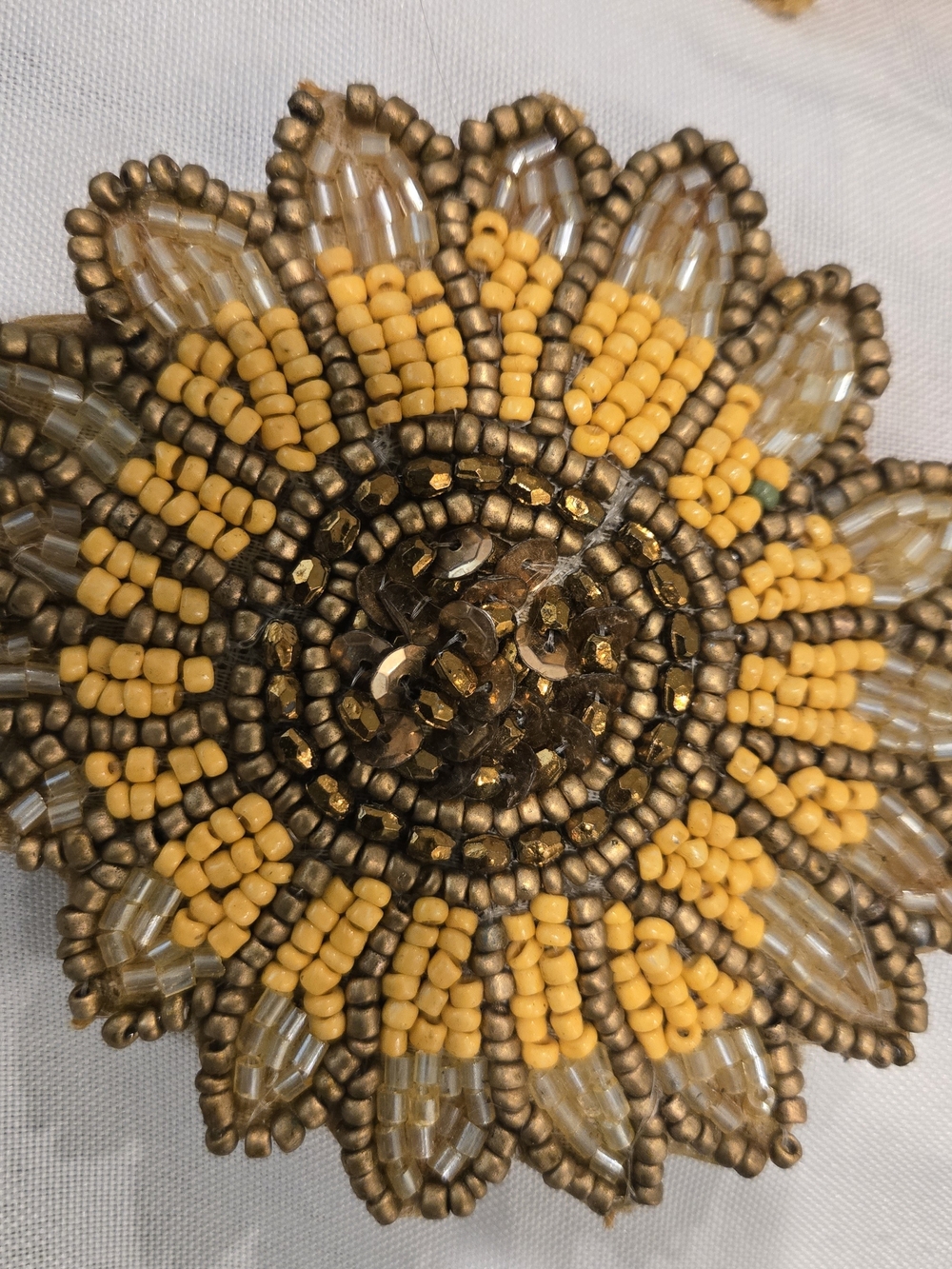 Tahari Beaded Sunflower Coasters Or Craft- Yellow & Gold
